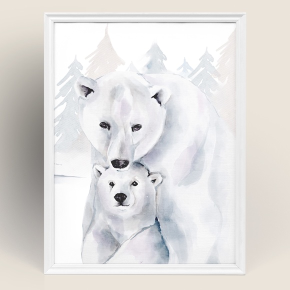 Watercolor Polar Bears Wall Art Illustration Print Poster Card Unframed - Picture 8 of 17